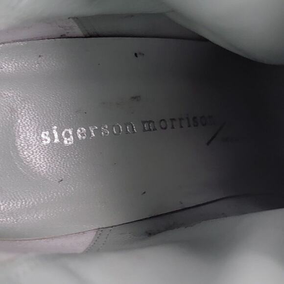 Sigerson Morrison Size 6.5 High Heel Booties Leather White Ankle Boots Buckles - Picture 7 of 10